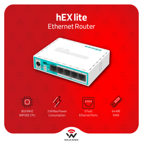 MikroTik RB750r2 hEX Lite 5-Port 10/100 MPLS Router Passive PoE-IN