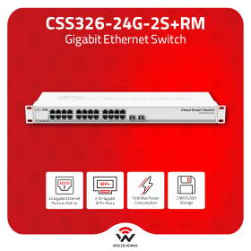 CSS326-24G-2S+RM MikroTik CSS326-24G-2S+RM | 24-Port Gigabit Switch with 2 SFP+ Ports