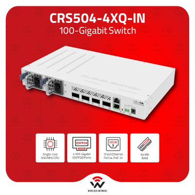 MikroTik CRS504-4XQ-IN 4×100G QSFP28 Switch RouterOS