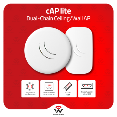 MikroTik cAP lite 2.4GHz Dual-Chain Ceiling Wall AP PoE CAPsMAN