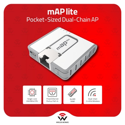 MikroTik mAP lite 2.4GHz Dual-Chain Micro AP PoE USB Travel Router